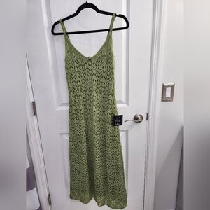 NWT LULUS Green Crotchet Dress